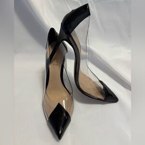 SCHUTZ Cendi Pumps Black Leather Clear Stiletto Heels Pumps Women Size 6